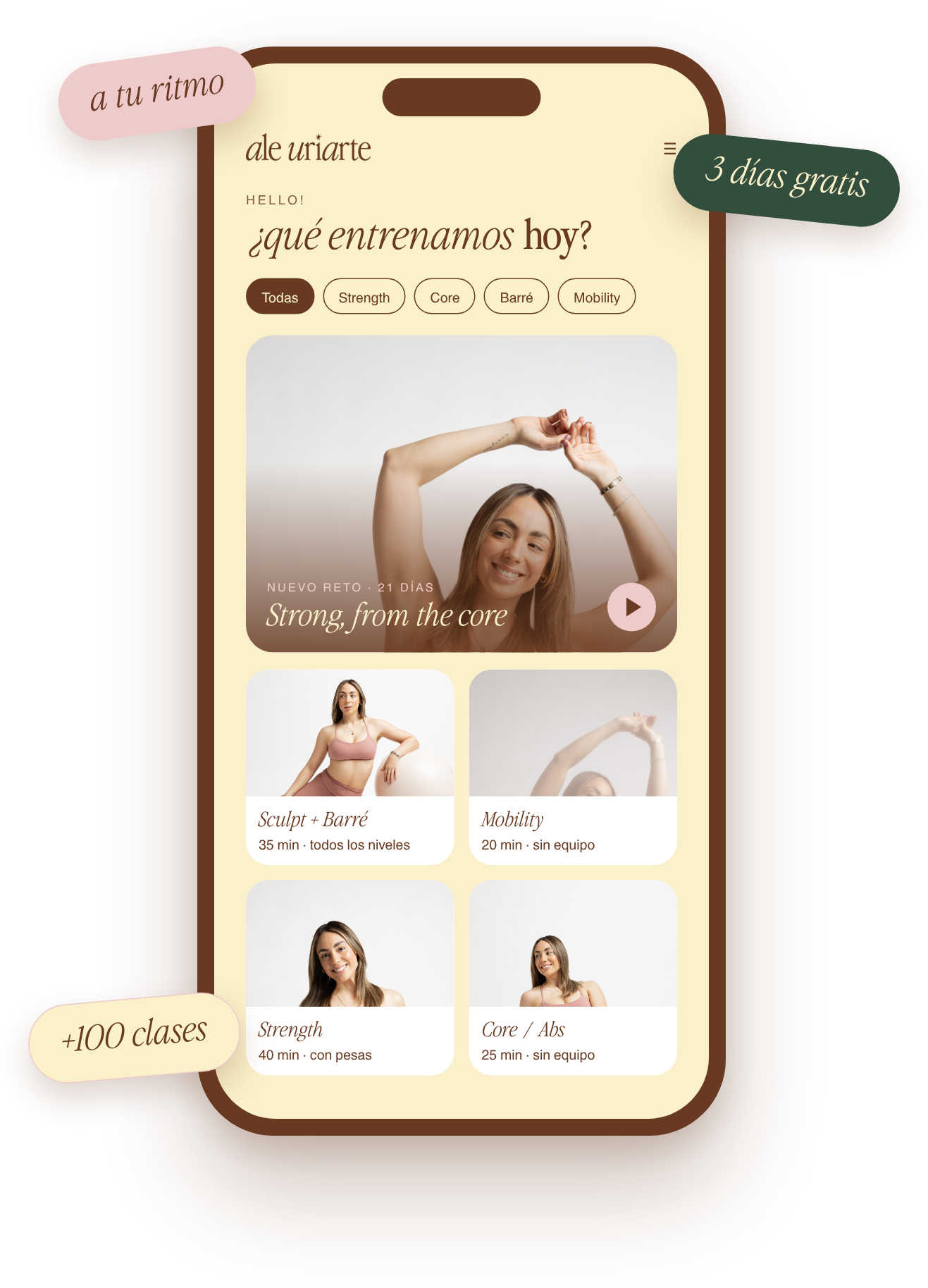 Clases on-demand de Ale Uriarte en tu celular